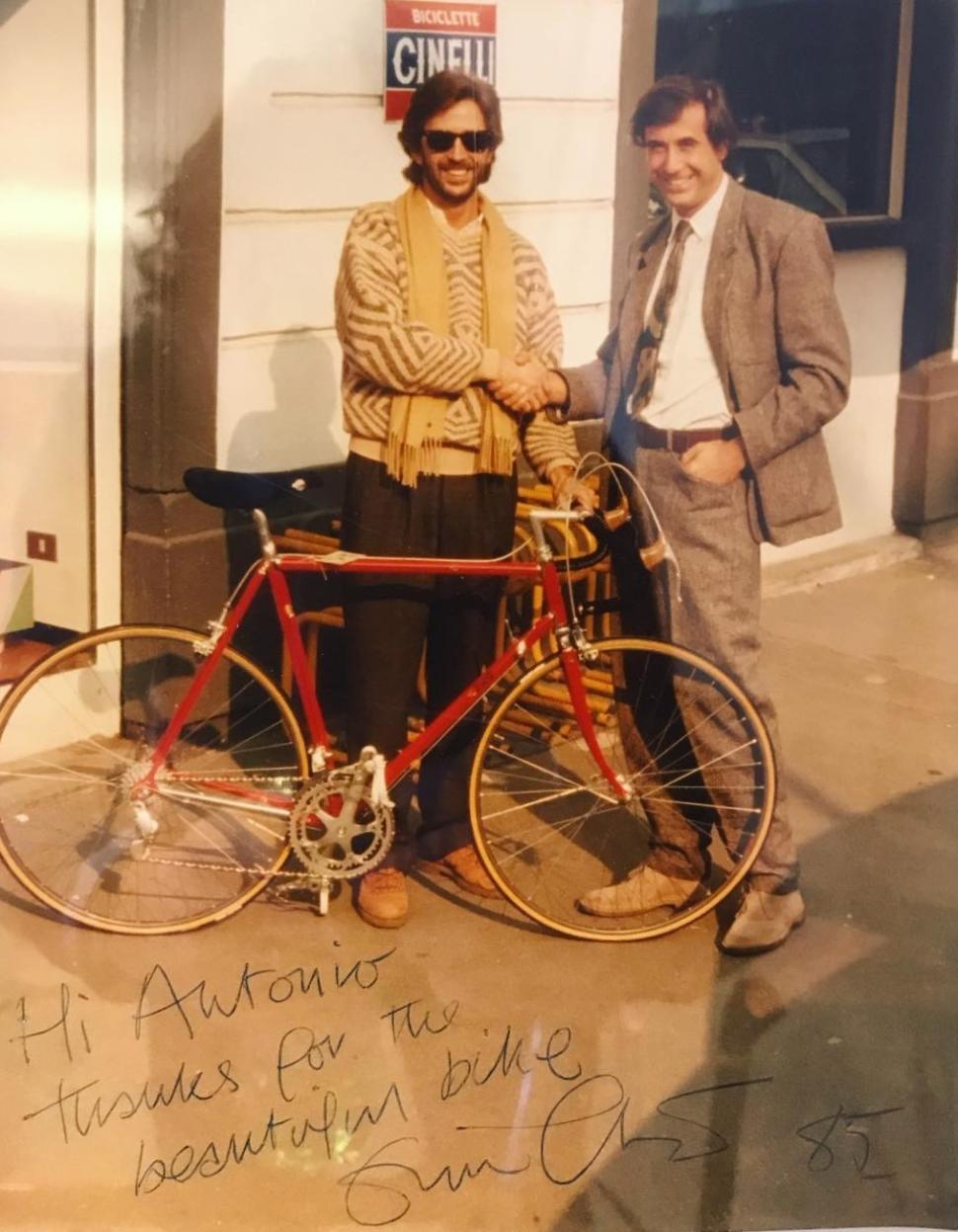Eric Clapton buying a Cinelli -  credit unknown