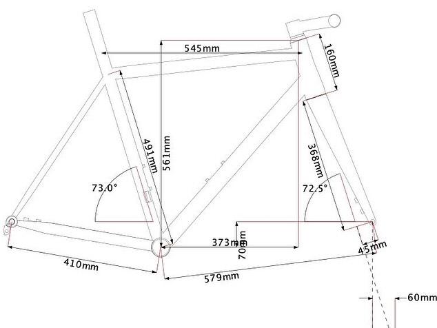 Feather Cycles frame dimensions (@feathercycles on Instagram)