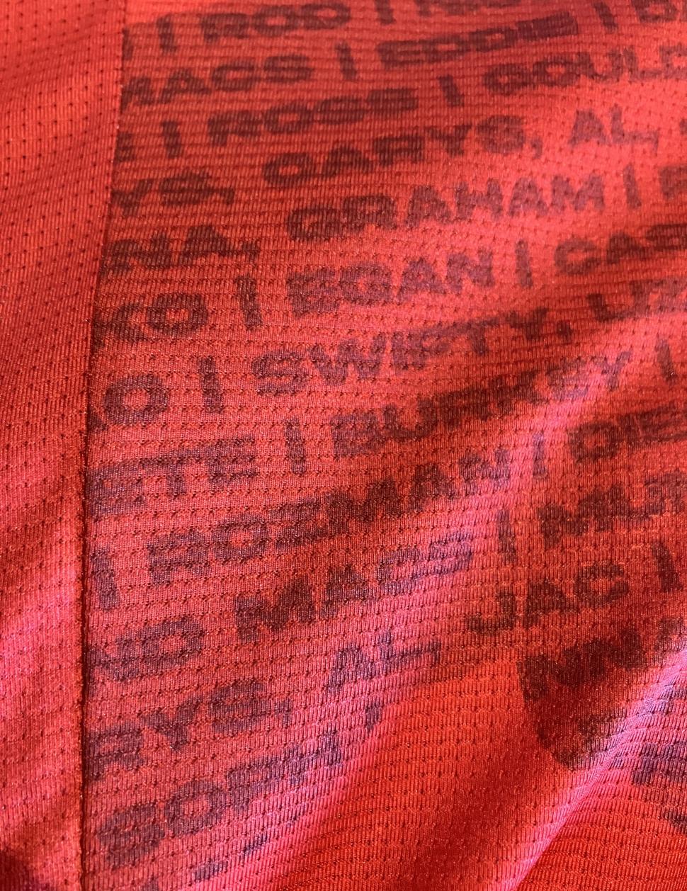 David Rozman name on Geraint Thomas retirement jersey
