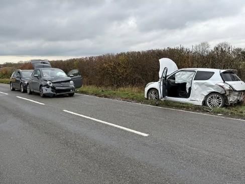 Driver crashes into car after narrowly avoiding cyclists