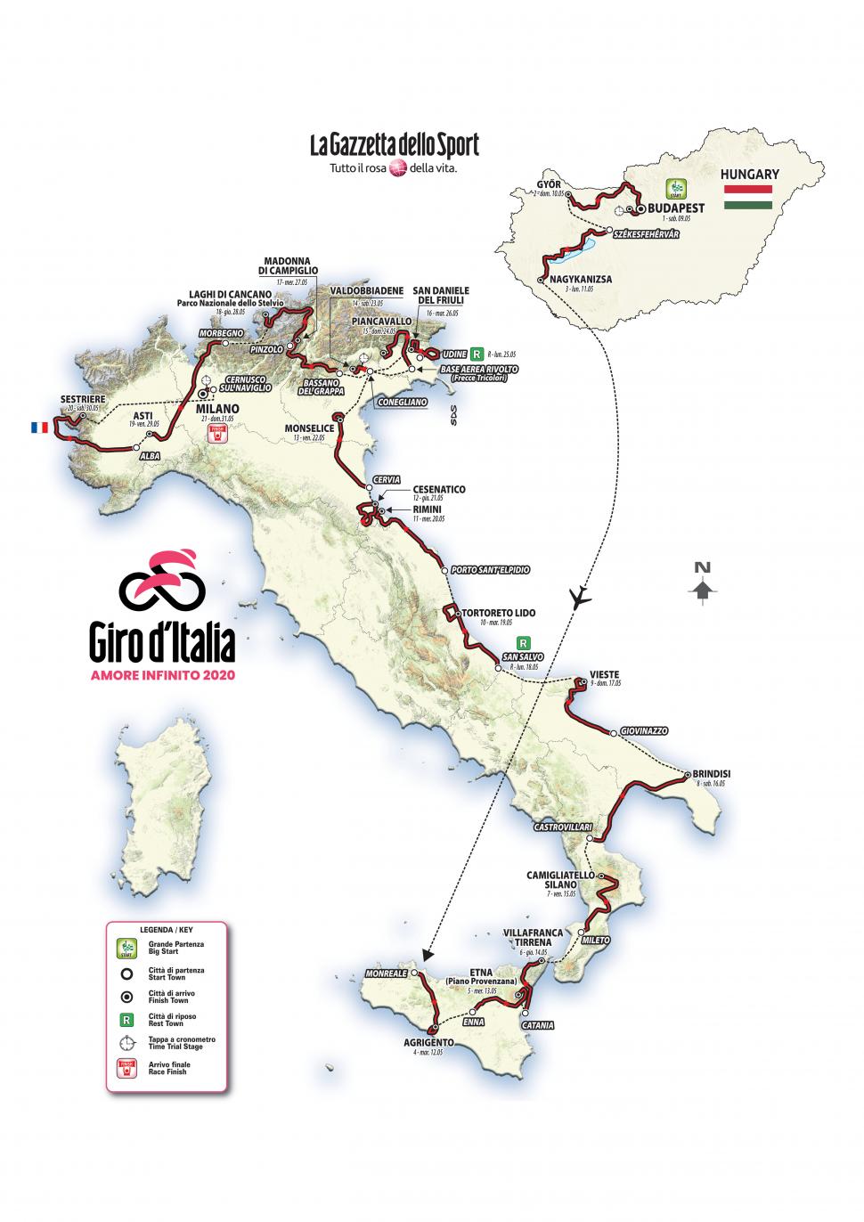 Giro d'Italia 2020 route map