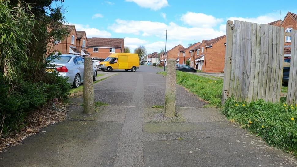 "Disappointing" barriers installed on Nuneaton active travel route (@BicycleBenUK)