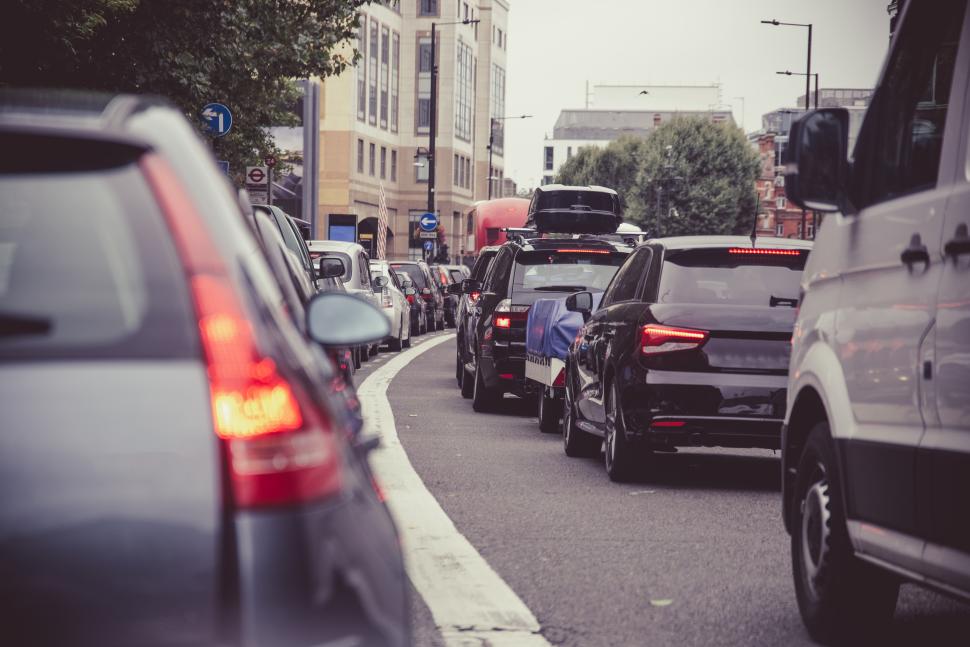 heavy traffic on a london street