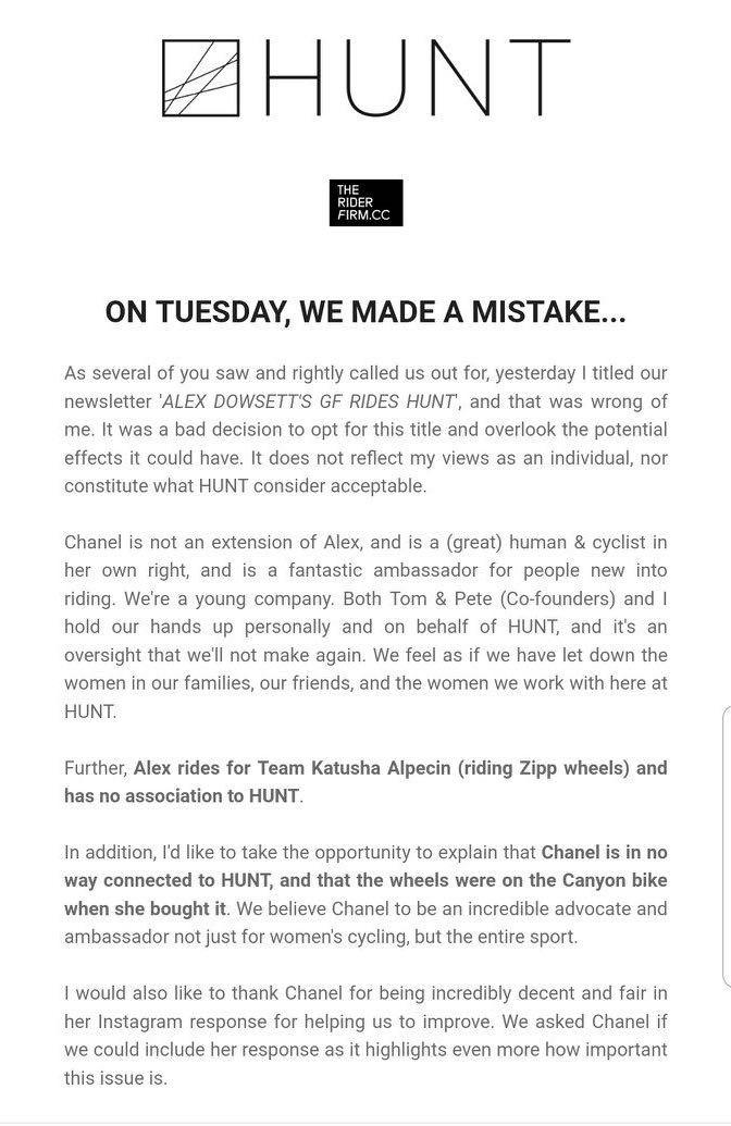 Hunt apology