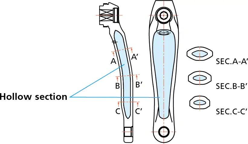 Image from Shimano's website Tech_Image_HollowtechCrankArm_01