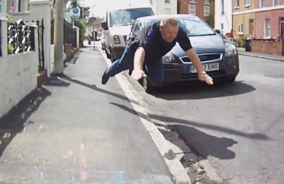 Still taken from YouTube road rage video A Clown Takes a Pratfall