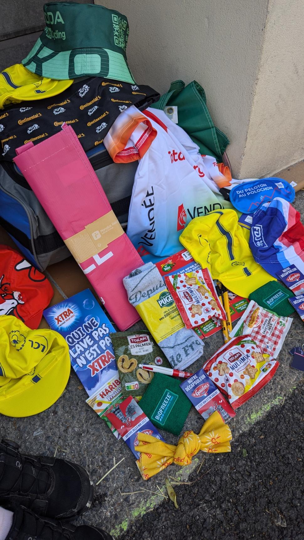 Publicity caravan stash, 2024 Tour de France (Matt Page)