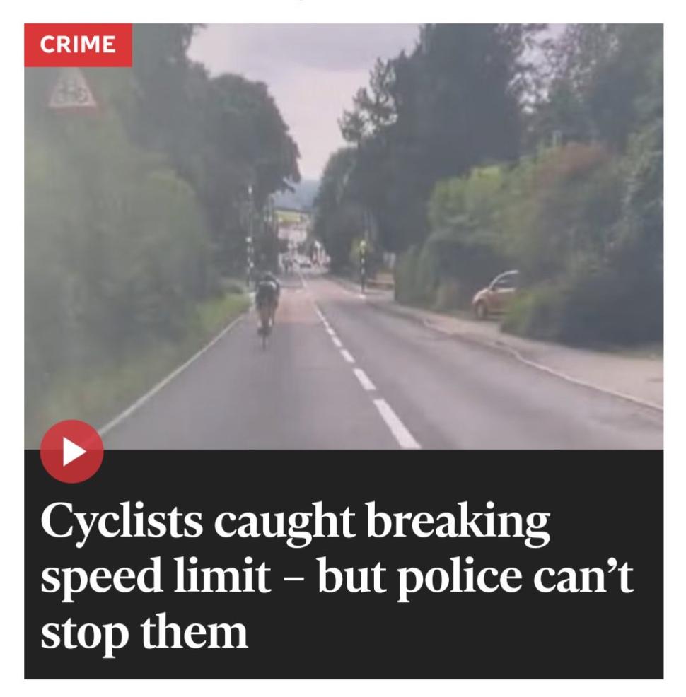Independent article on cyclsits "speeding"