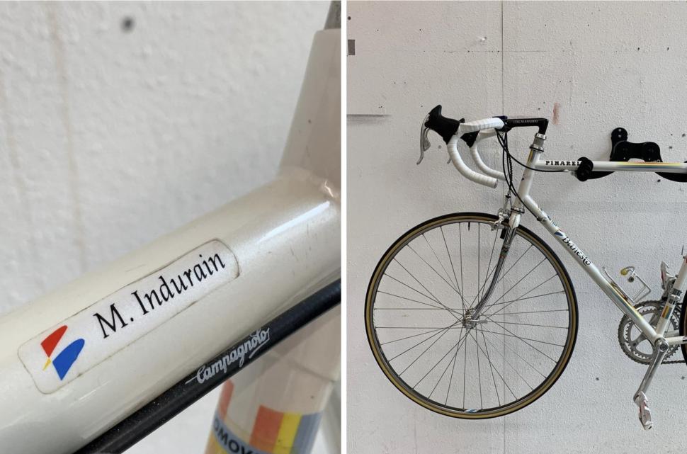 Induráin's Pinarello with his name tag via Catawiki
