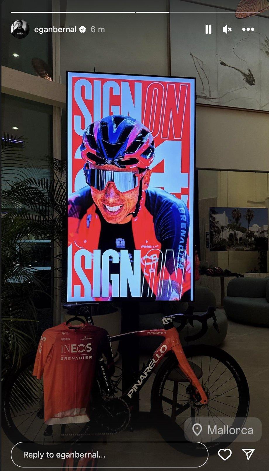 Ineos Grenadiers new kit (Instagram: @eganbernal)