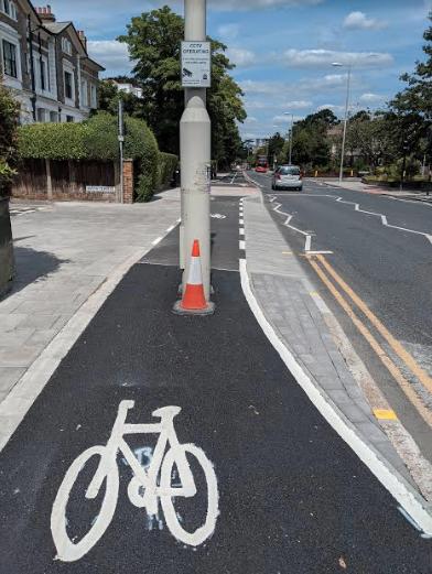 kingston cycle lane and lampost - credit John Rogers