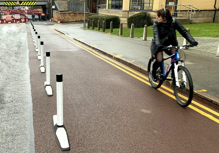 Leeds pop-up cycle lane (Leeds Council)