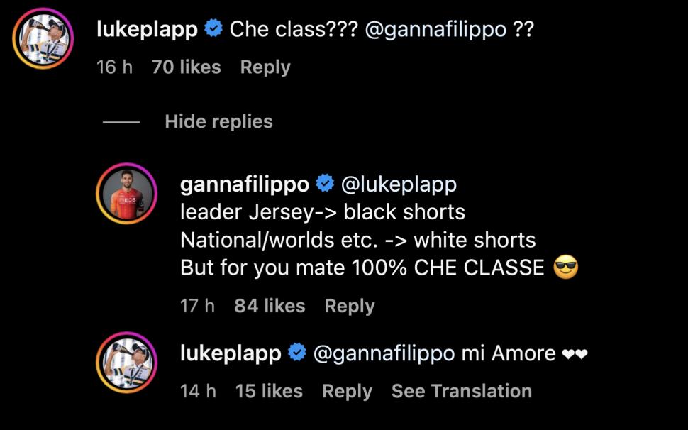 Luke Plapp and Filippo Ganna comments