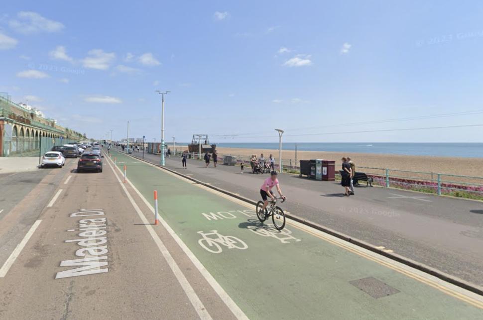 Madeira Drive cycle lane, Brighton (Google Maps)