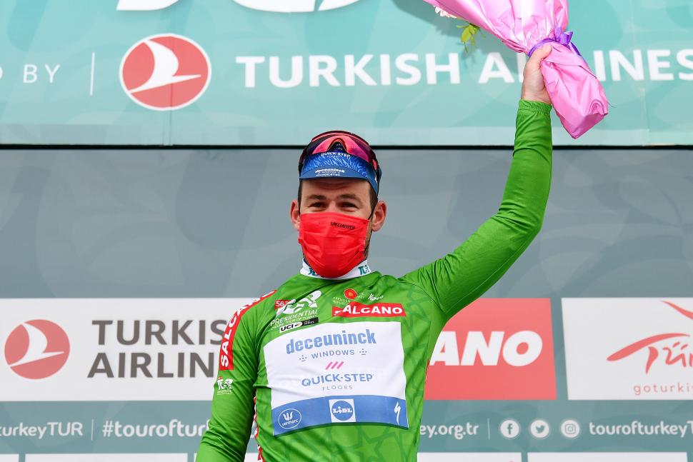 2021 Mark Cavendish Tour of Turkey Stage 2 podium - credit Stuart Franklin Getty Images