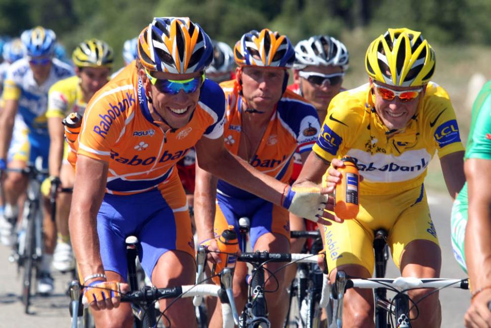 Michael Rasmussen and his Rabobank teammates during the 2007 Tour de France