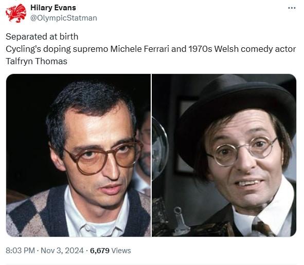 Michele Ferrari and Talfryn Thomas tweet