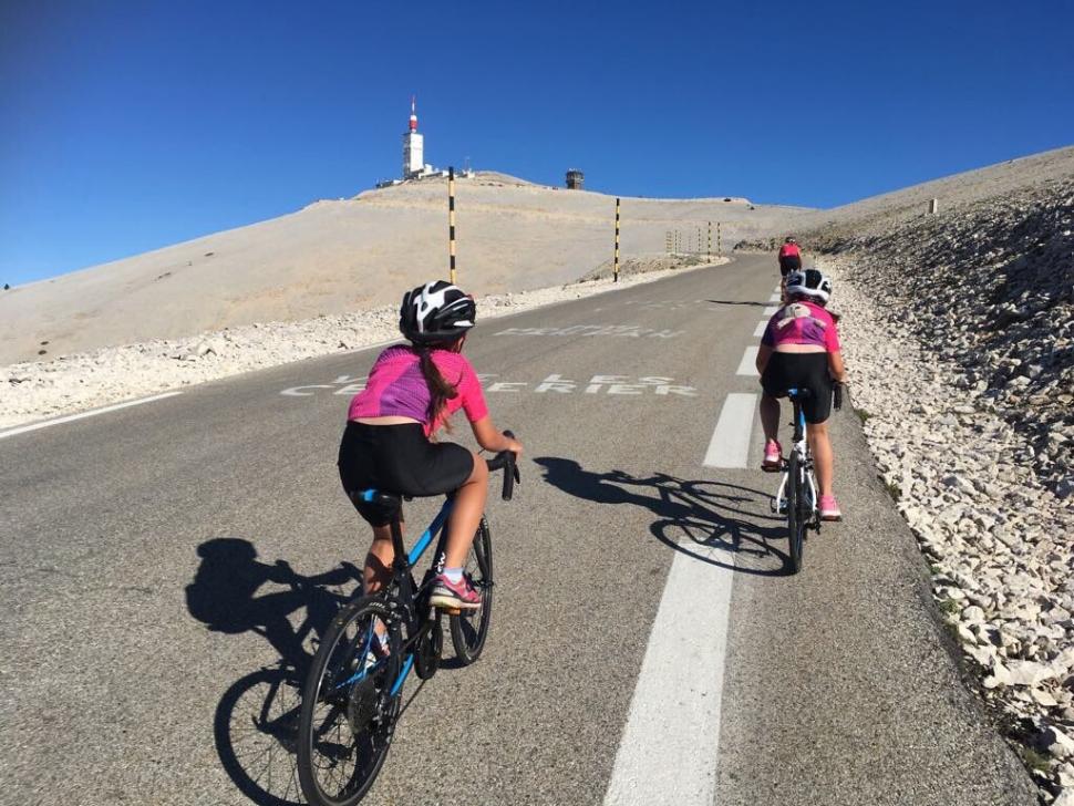 Miriam and Poppy Goode riding up Mont Ventoux (picture via Monkton Sports on Twitter).jpg