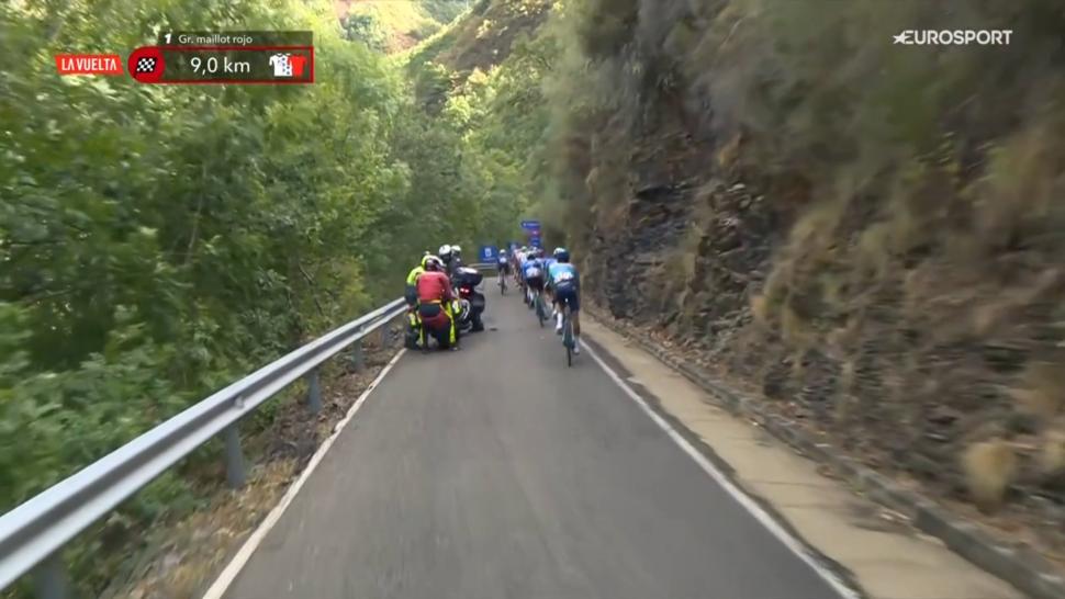 Motorbike rider crashes at Vuelta
