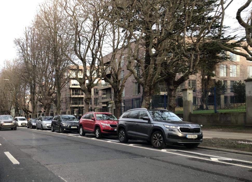 Motorists parked on Dublin's Griffith Avenue cycle lane (Ross Maybury)