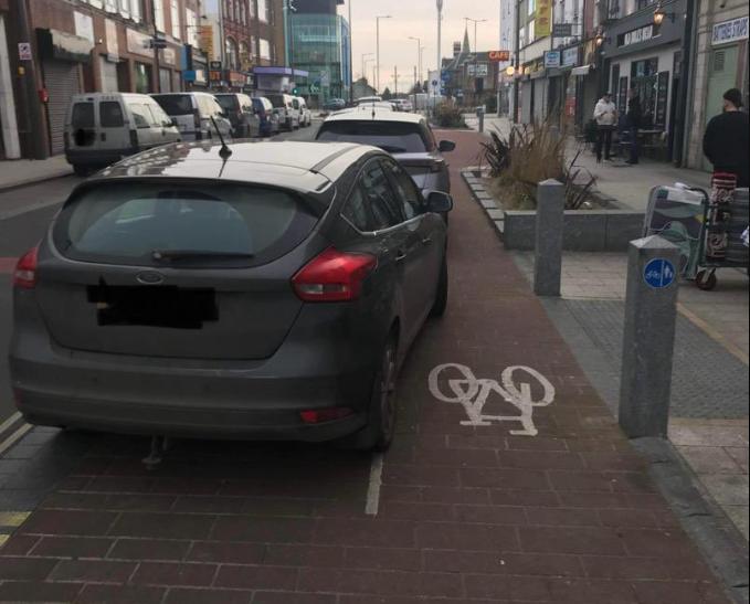 Motorists parking on Doncaster cycle lane (Nick Fletcher, Twitter)
