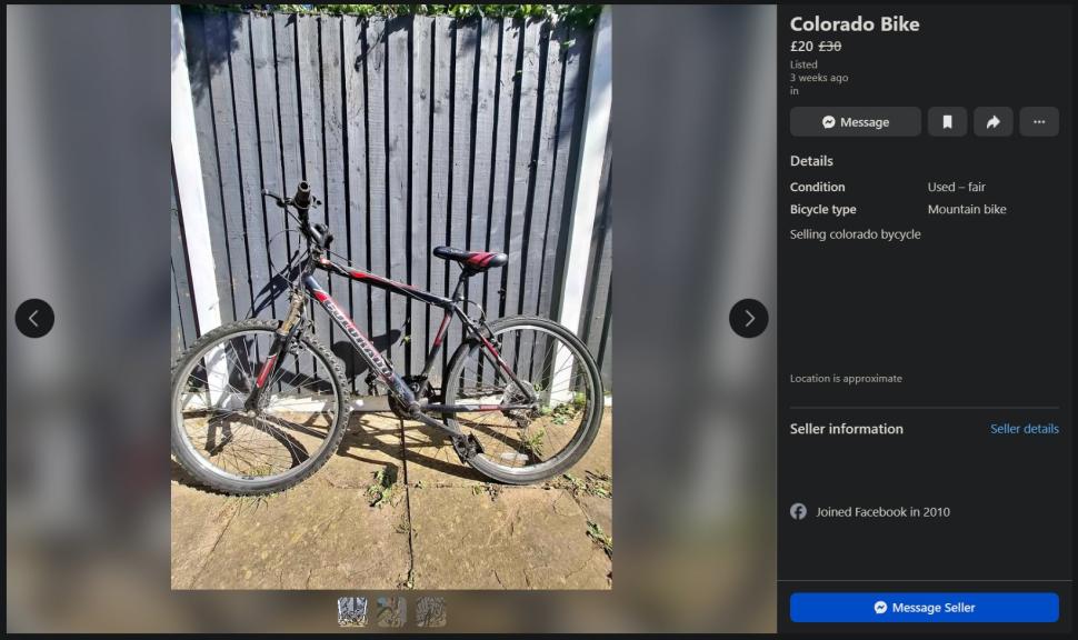 Bike for sale with forks wrong way round