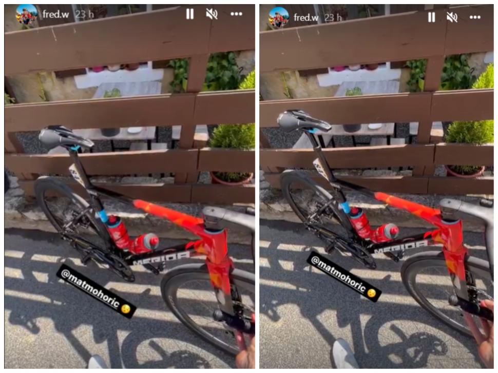 2022 TdF Bahrain Victorious Matej Mohoric dropper post, fred wright insta story