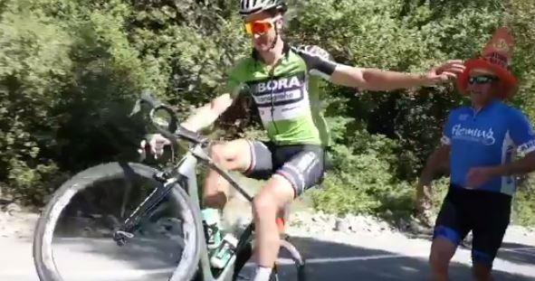 Peter Sagan Tour of California 2017 wheelie (mikeisintyler Twitter video still).JPG