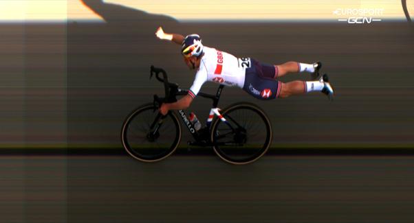 Pidcock cyclo-cross World Champs celebration (screenshot via GCN)