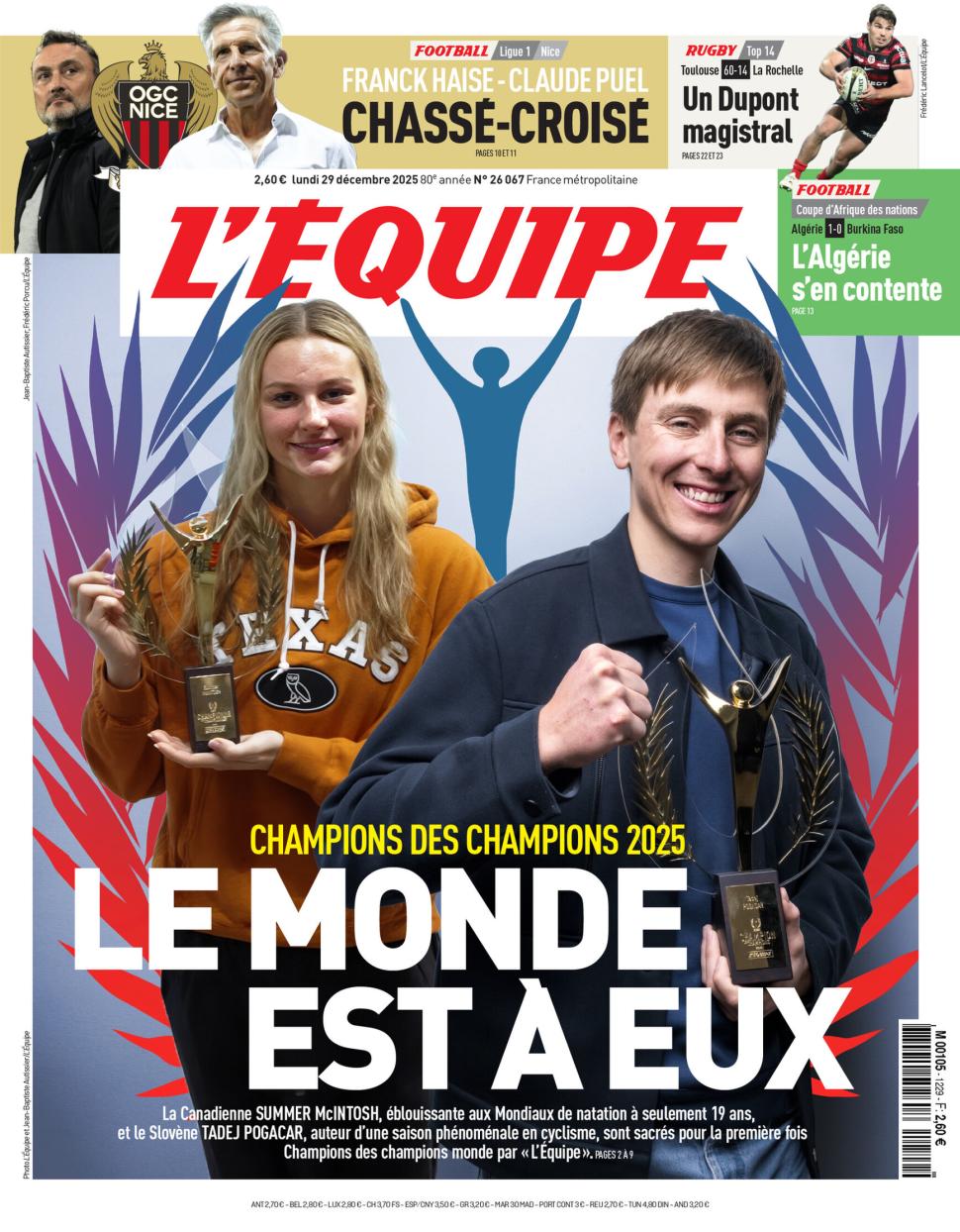 Tadej Pogačar wins 2025 L’Équipe Champion des Champions Monde prize