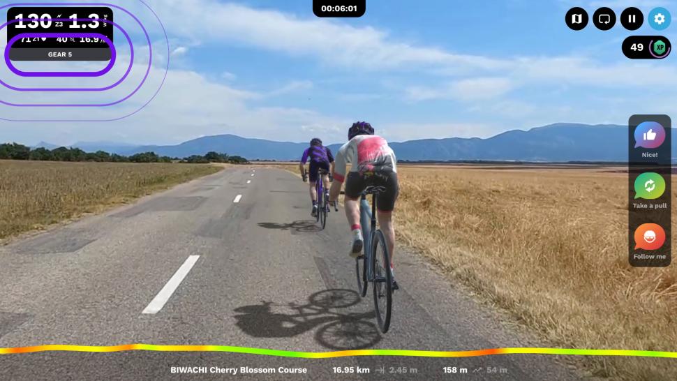 ROUVY Virtual Shifting - screenshot from ROUVY app