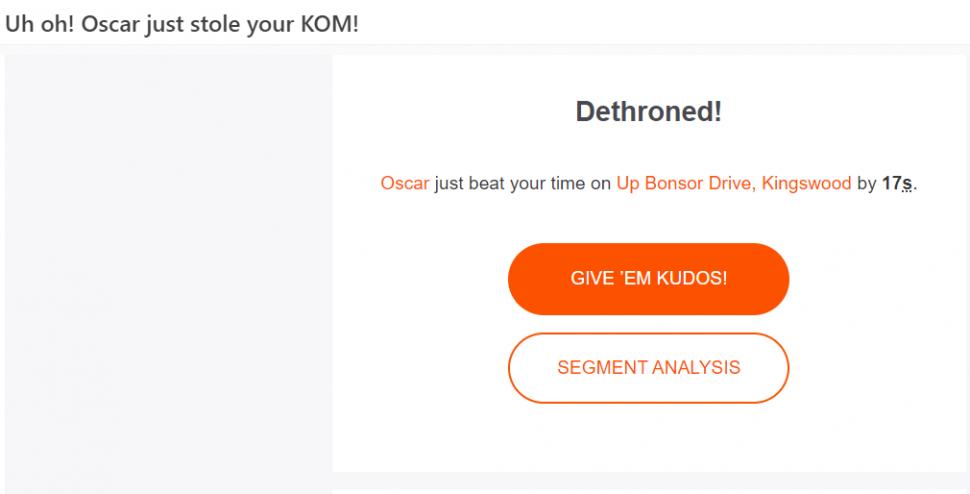 Strava KOM email