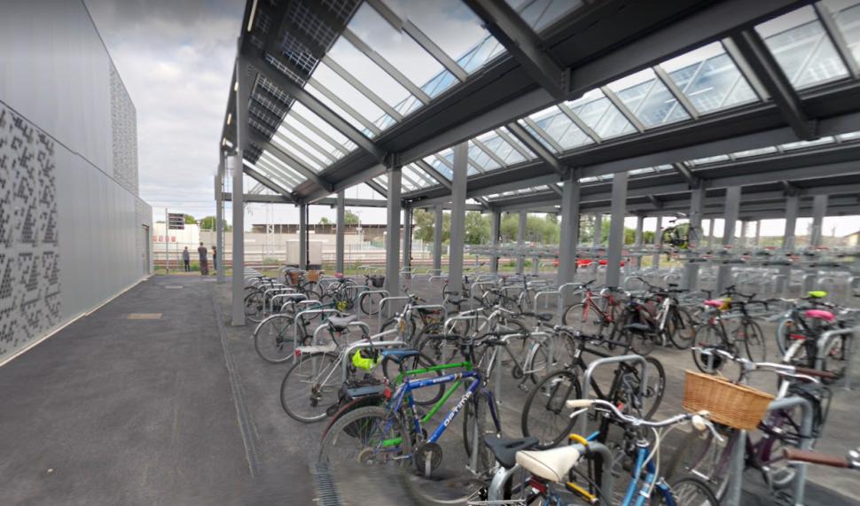Cambridge North cycle parking (via Google Street View)