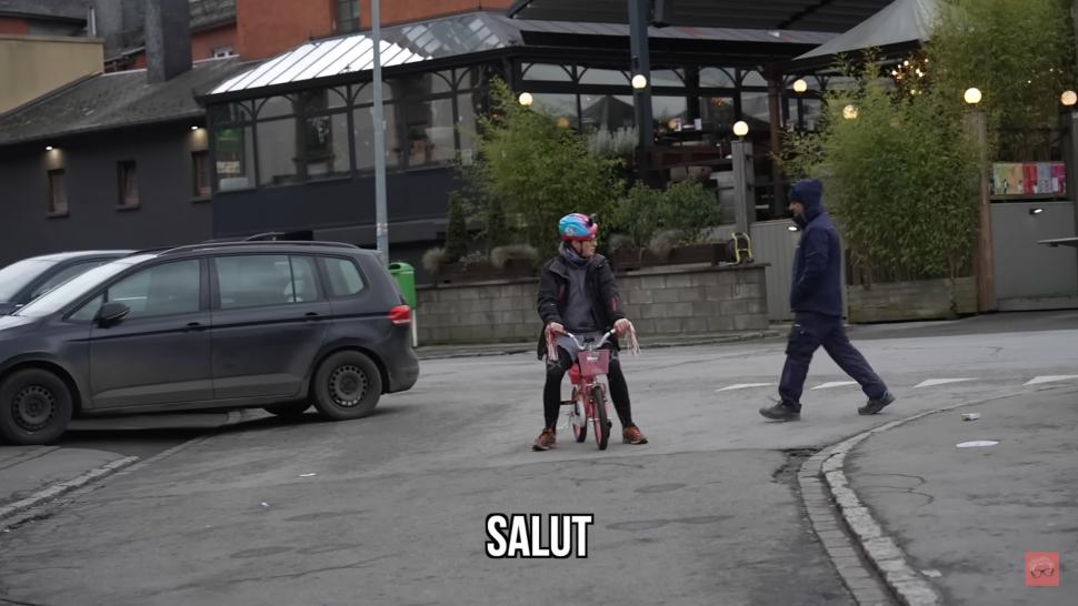 British YouTuber cycles 50km across Luxembourg on a Barbie bike (Max Fosh/YouTube)