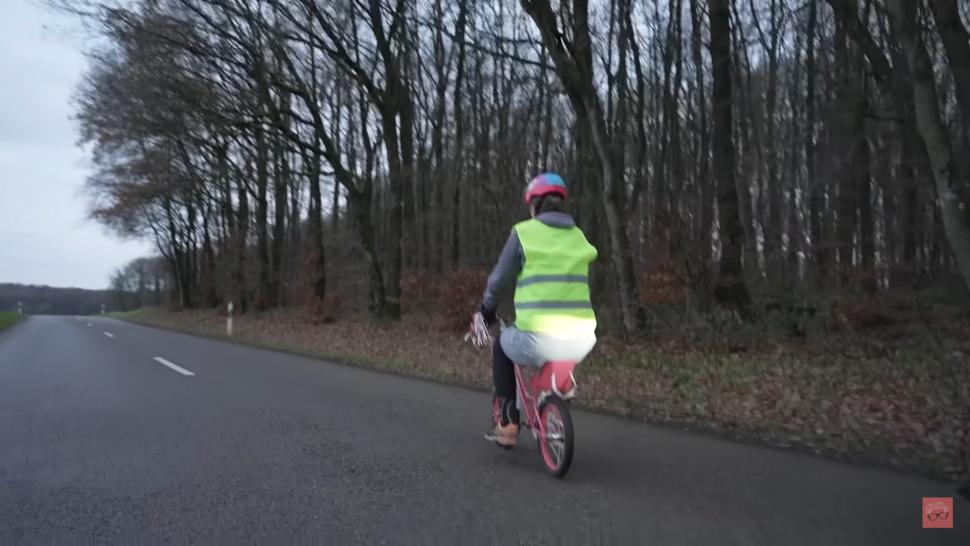 British YouTuber cycles 50km across Luxembourg on a Barbie bike (Max Fosh/YouTube)
