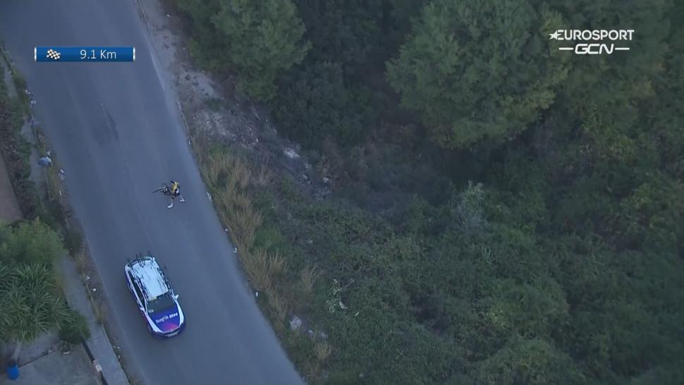 David Dekker crash (Eurosport/GCN)