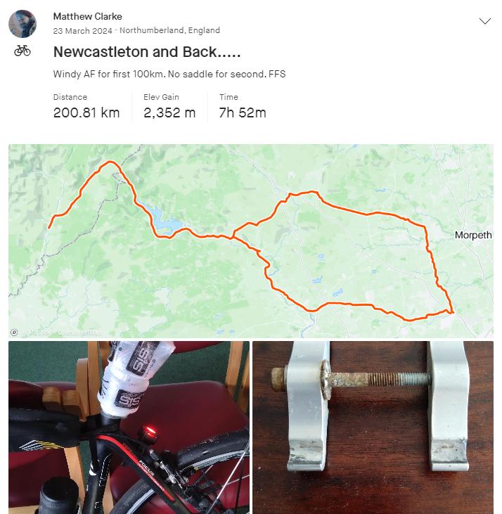 Water bottle saddle (Matthew Clarke/Strava)