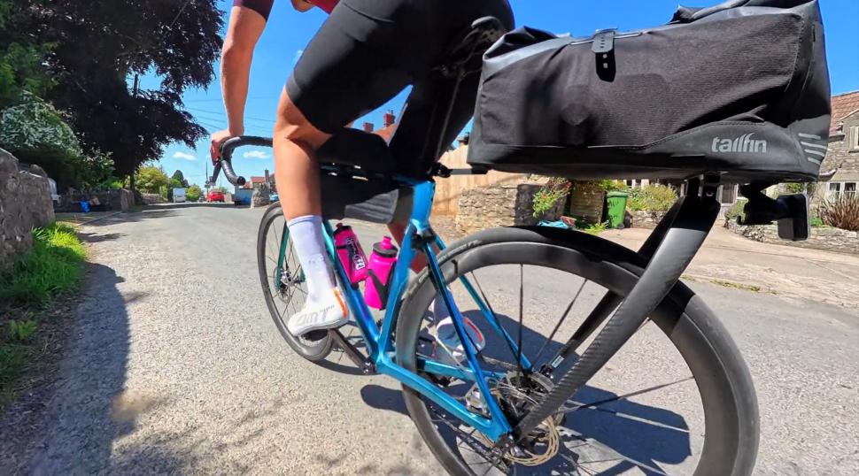 2025 Jamie endurance riding shot with frame bags rear view