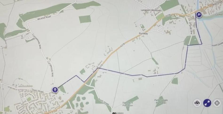 Proposed active travel route (Curry Rivel Active Travel Group)