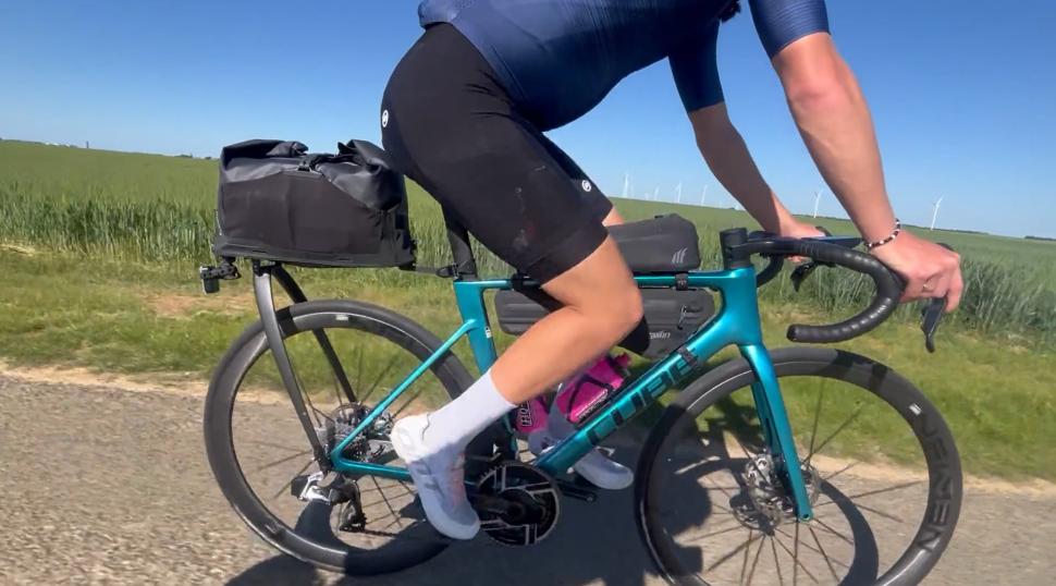 2025 endurance riding Tailfin bags on Cube bike riding shot