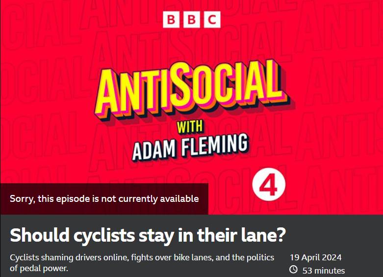 AntiSocial cycling episode on Radio 4 (BBC)