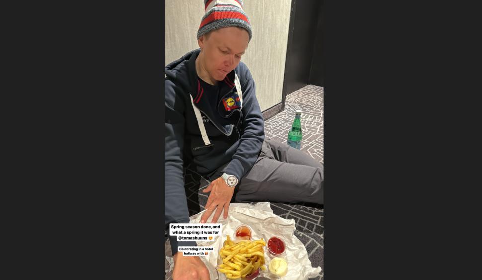 Toms Skujiņš post-Liège–Bastogne–Liège (Instagram)
