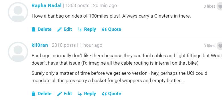 Handlebar bag comments