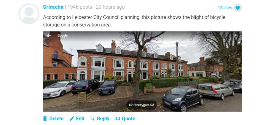 Leicester bike shed comments