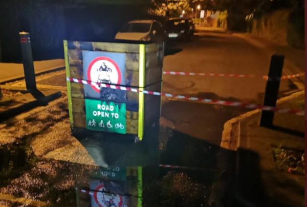 Oxford LTN planter arson (Just Think Oxon/Twitter)