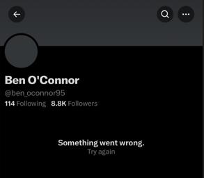 Ben O'Connor deletes Twitter account