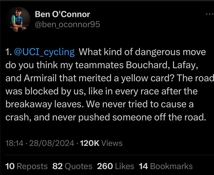 Deleted ben O'Connor post