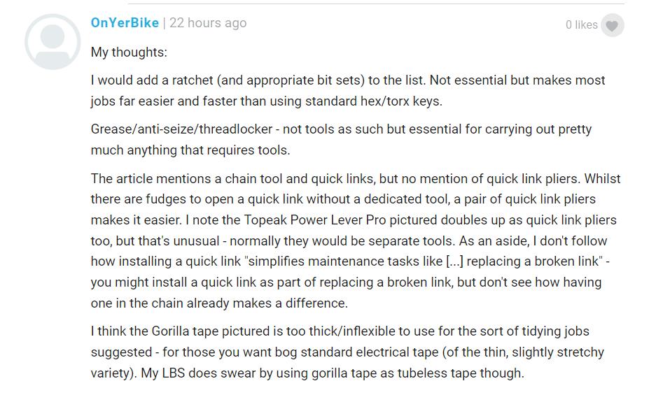 Tools feature comments