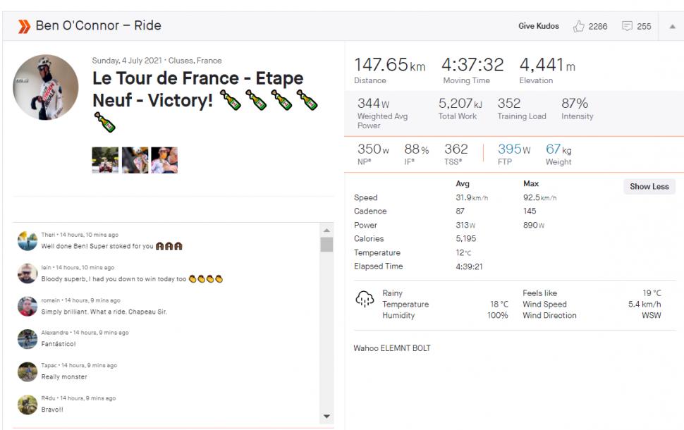 Ben O'Connor Strava
