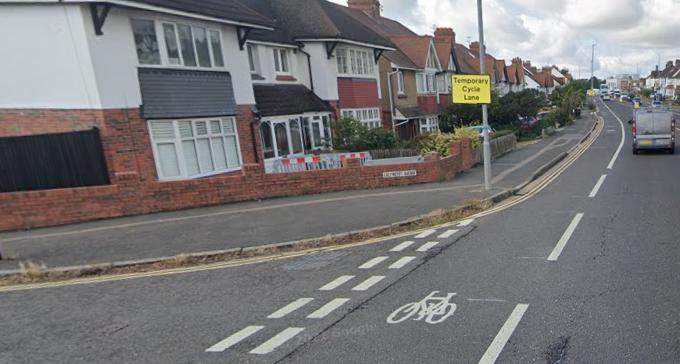 Old Shoreham Road cycle lane (Google Maps)